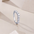 Crown Moissanite Ring - 925 Sterling Silver Wedding Band