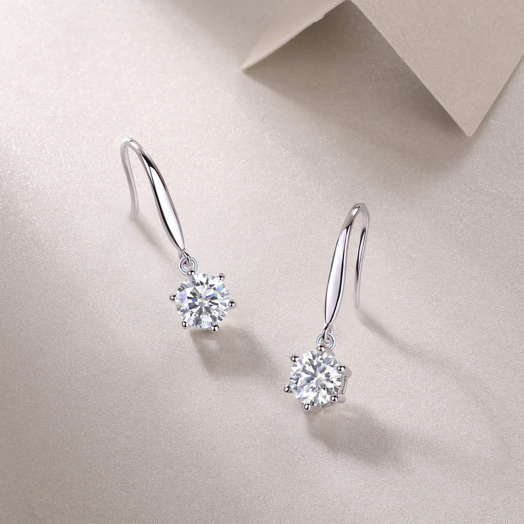 1 Carat Moissanite Earrings - S925 Sterling Silver (Pair)