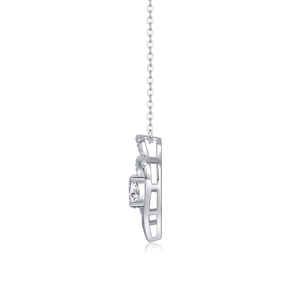Heart to Heart Moissanite Pendant Necklace - 1 Carat S925 Sterling Silver