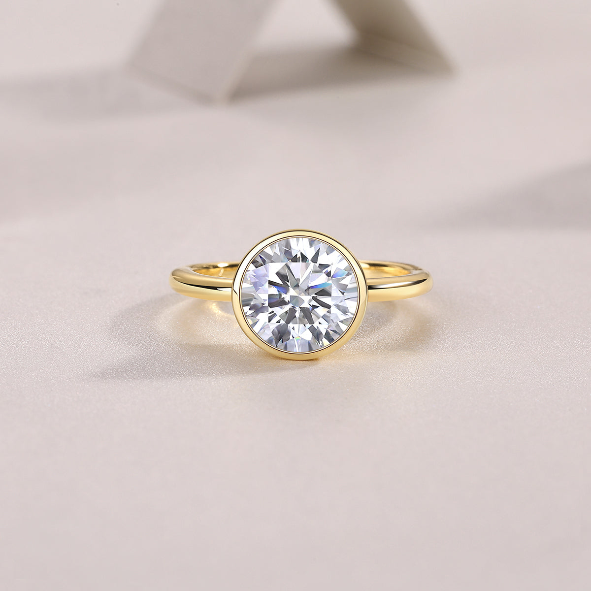 9mm Round Moissanite Sterling Silver Ring