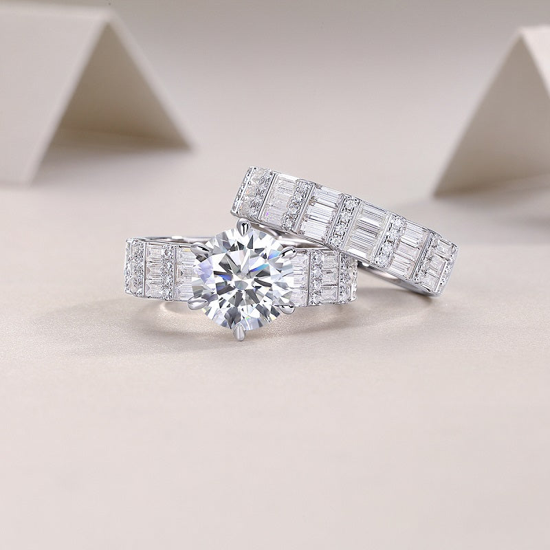 3-Carat Moissanite Platinum-Plated S925 Sterling Silver Ring