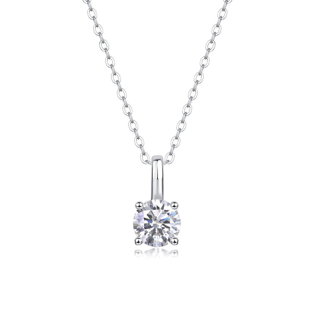 Encounter Moissanite Pendant Necklace — 1ct, S925 Sterling Silver, Platinum-Plated