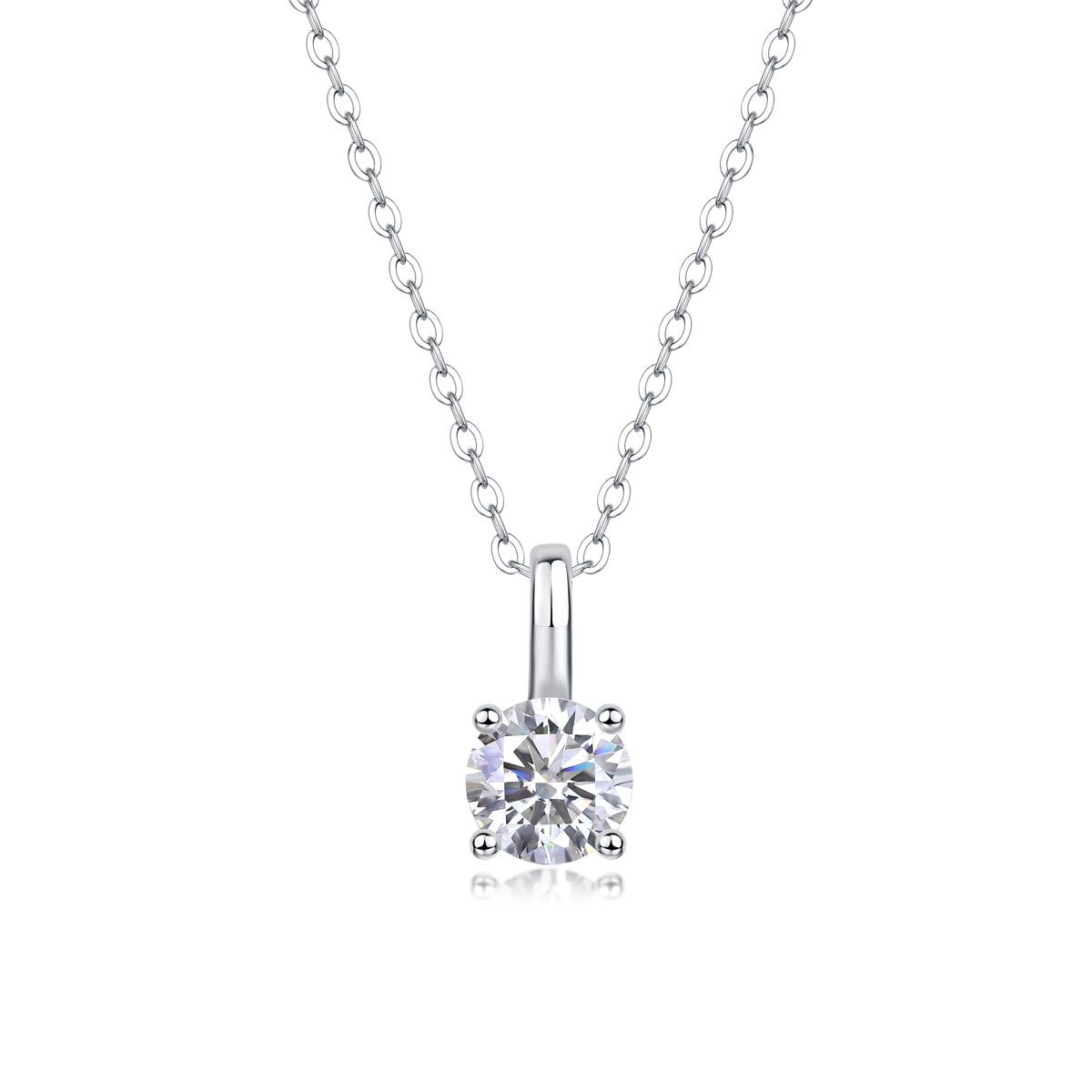 Encounter Moissanite Pendant Necklace — 1ct, S925 Sterling Silver, Platinum-Plated