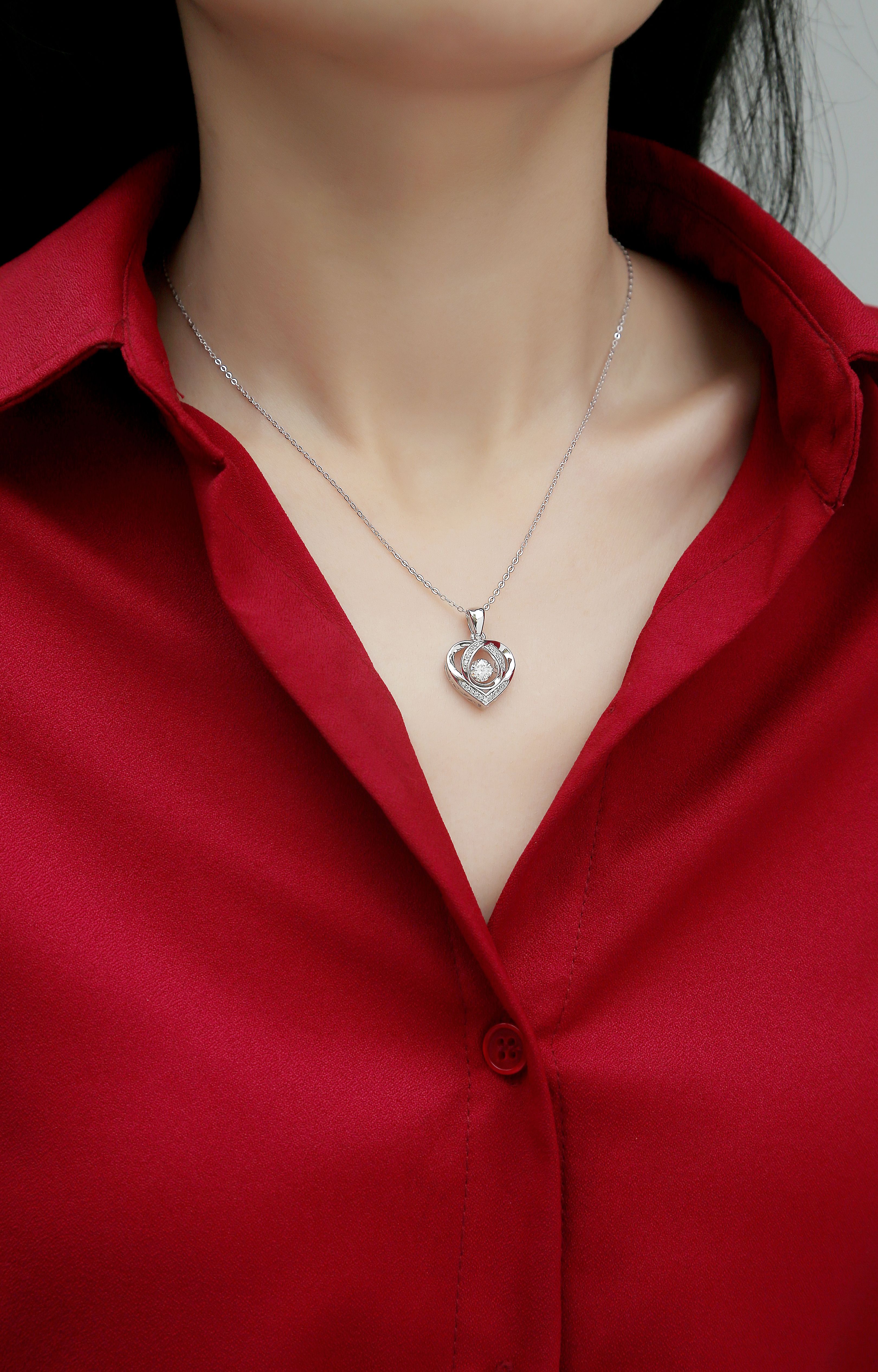 0.5 Carat Moissanite Heart Pendant Necklace