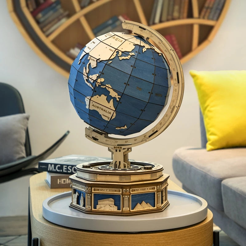 Robotime 3D Wooden Globe Puzzle - 567-Piece Mechanical Earth Model