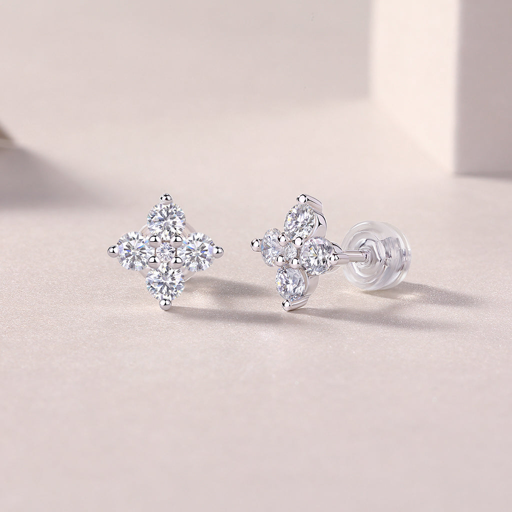 Moissanite Stud Earrings - S925 Sterling Silver Platinum-Plated (Pair)