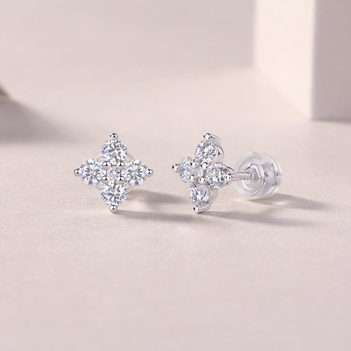 Moissanite Stud Earrings - S925 Sterling Silver Platinum-Plated (Pair)