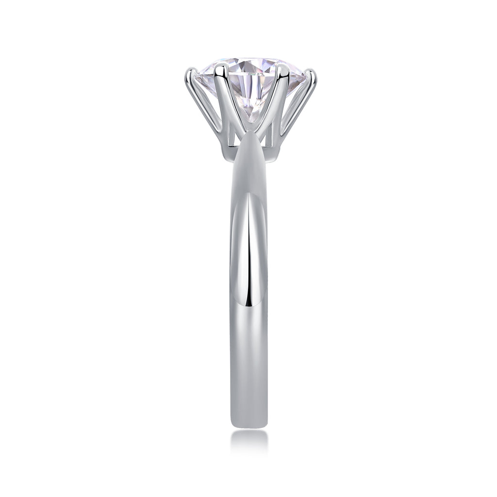 Classic Six-Prong Moissanite Ring - 925 Sterling Silver (1-5 Carat)