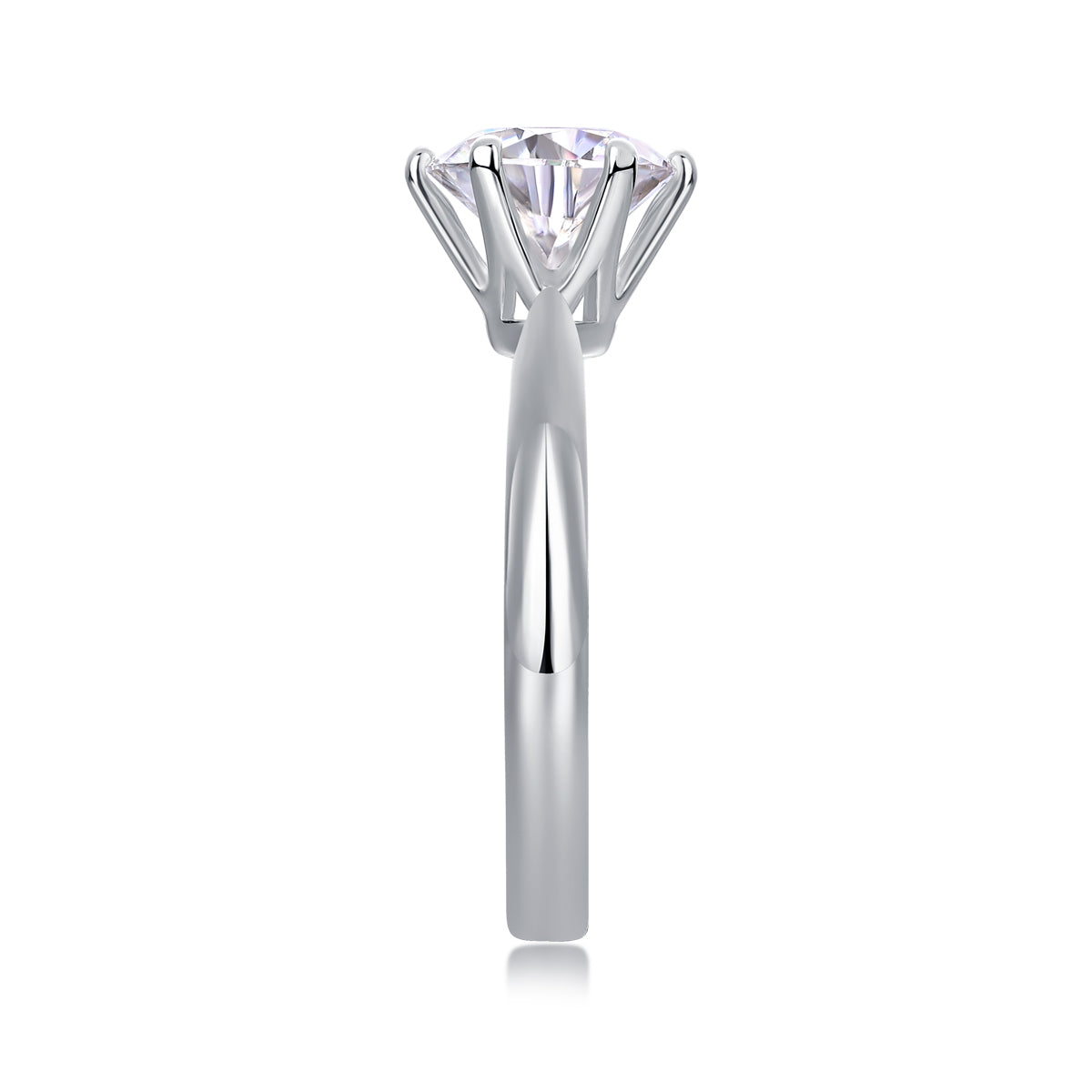 Classic Six-Prong Moissanite Ring - 925 Sterling Silver (1-5 Carat)