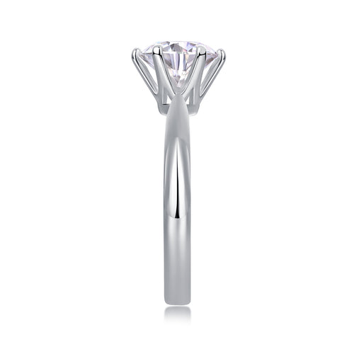 Classic Six-Prong Moissanite Ring - 925 Sterling Silver (1-5 Carat)