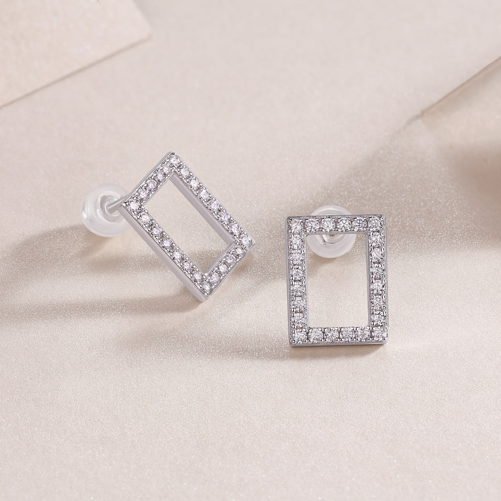 Moissanite Sterling Silver Platinum Plated Studs