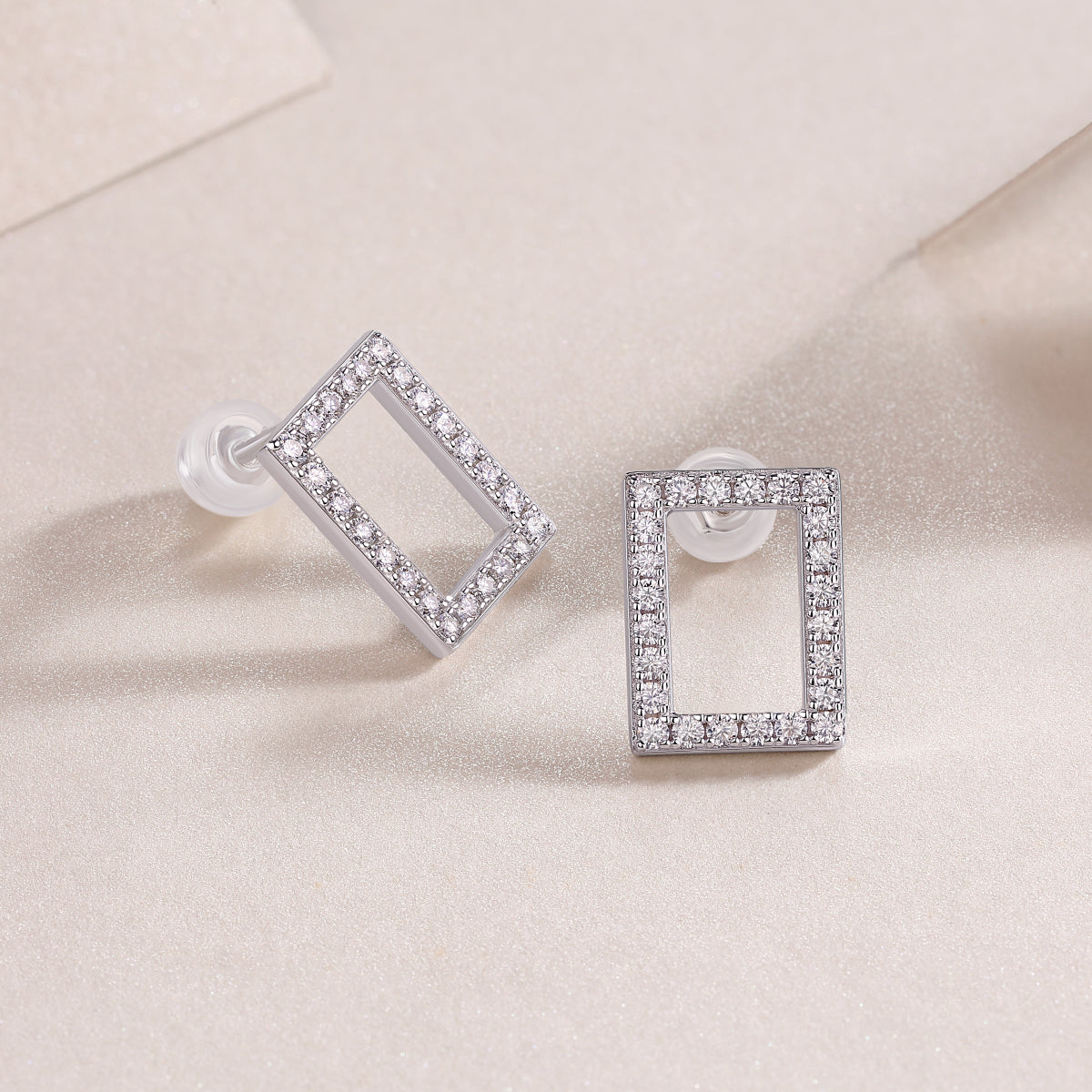 Moissanite Sterling Silver Platinum Plated Studs