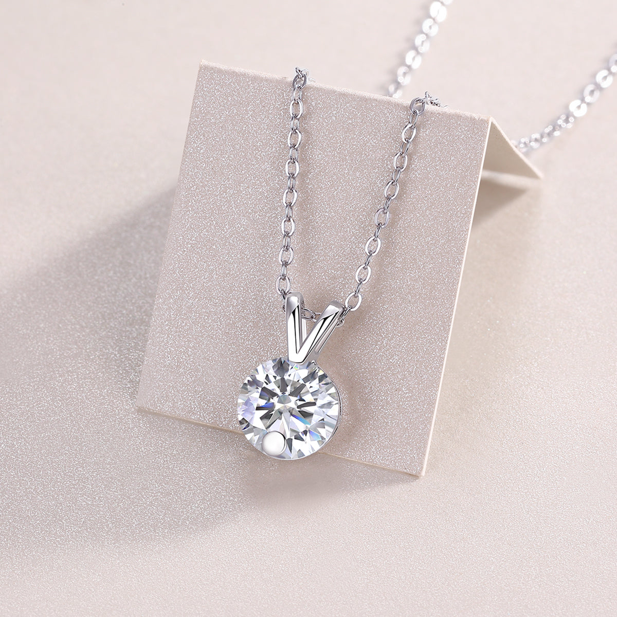 Moissanite V-Chain Pendant Necklace – S925 Sterling Silver