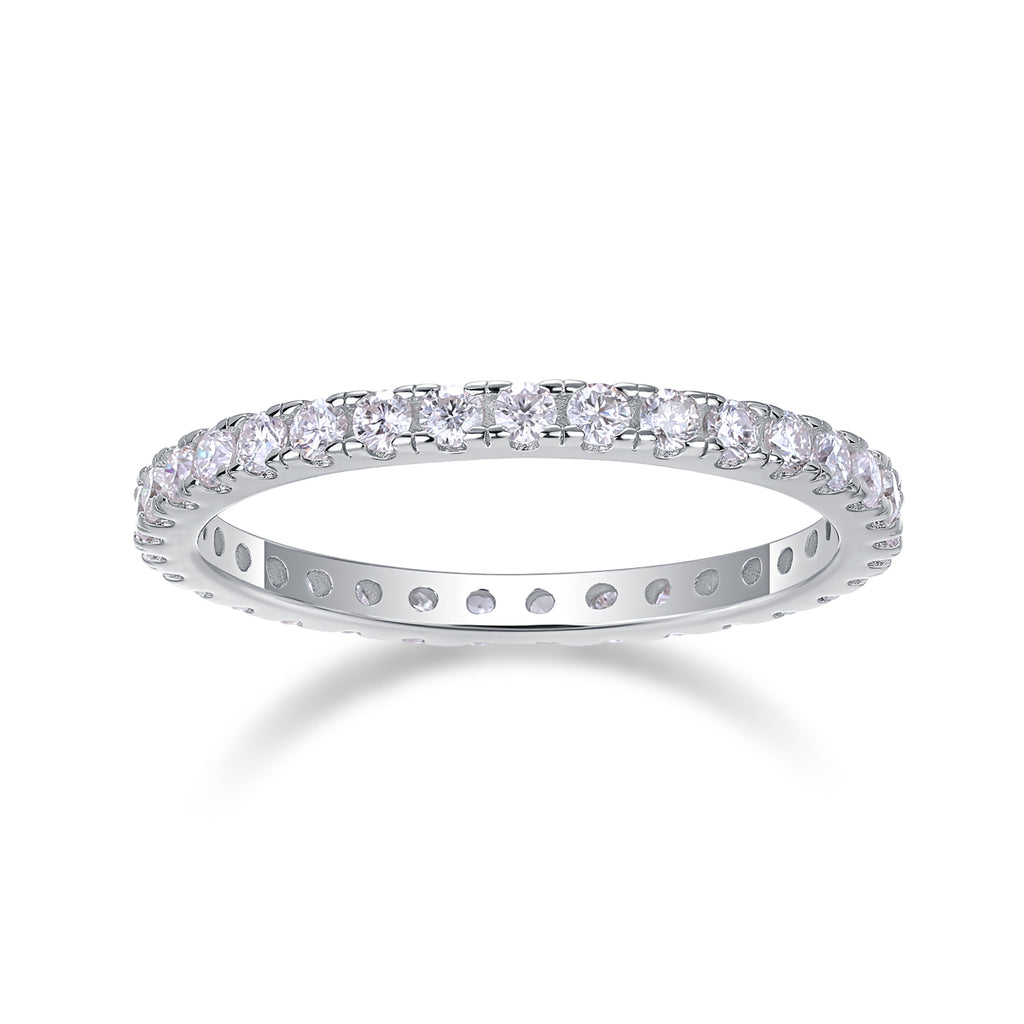 Moissanite Row Ring - 925 Sterling Silver