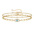 Dainty 14K Gold Plated Layered Turtle Charm & Chain Bracelet