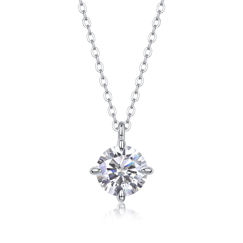 2-Carat Moissanite Round Pendant in S925 Sterling Silver