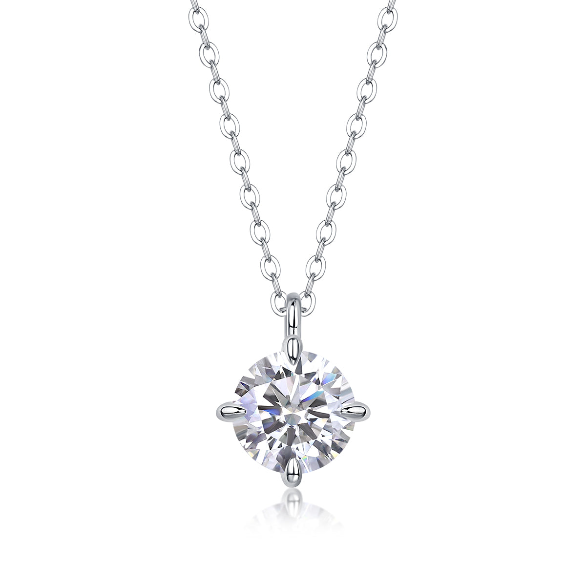 2-Carat Moissanite Round Pendant in S925 Sterling Silver