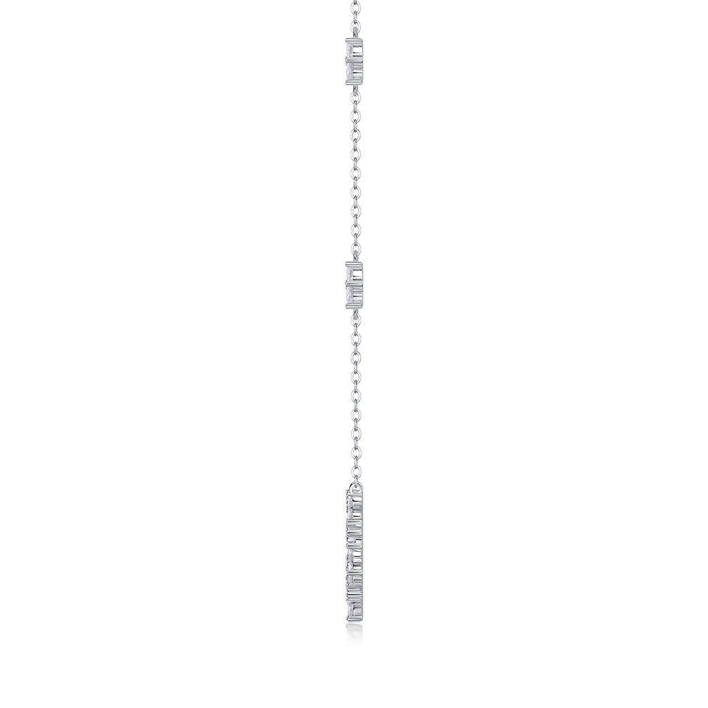 Moissanite Iris Flower Sterling Silver Necklace