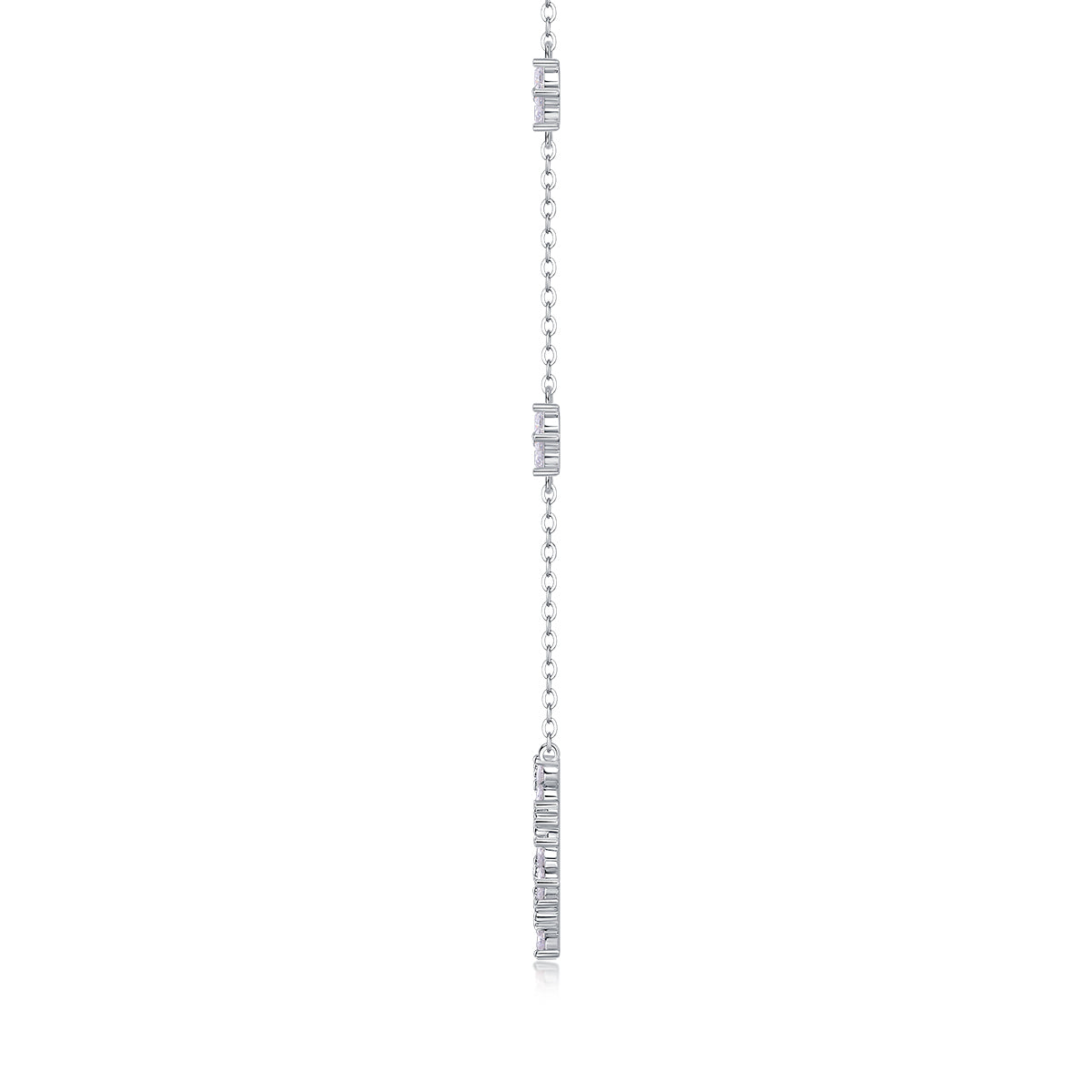 Moissanite Iris Flower Sterling Silver Necklace