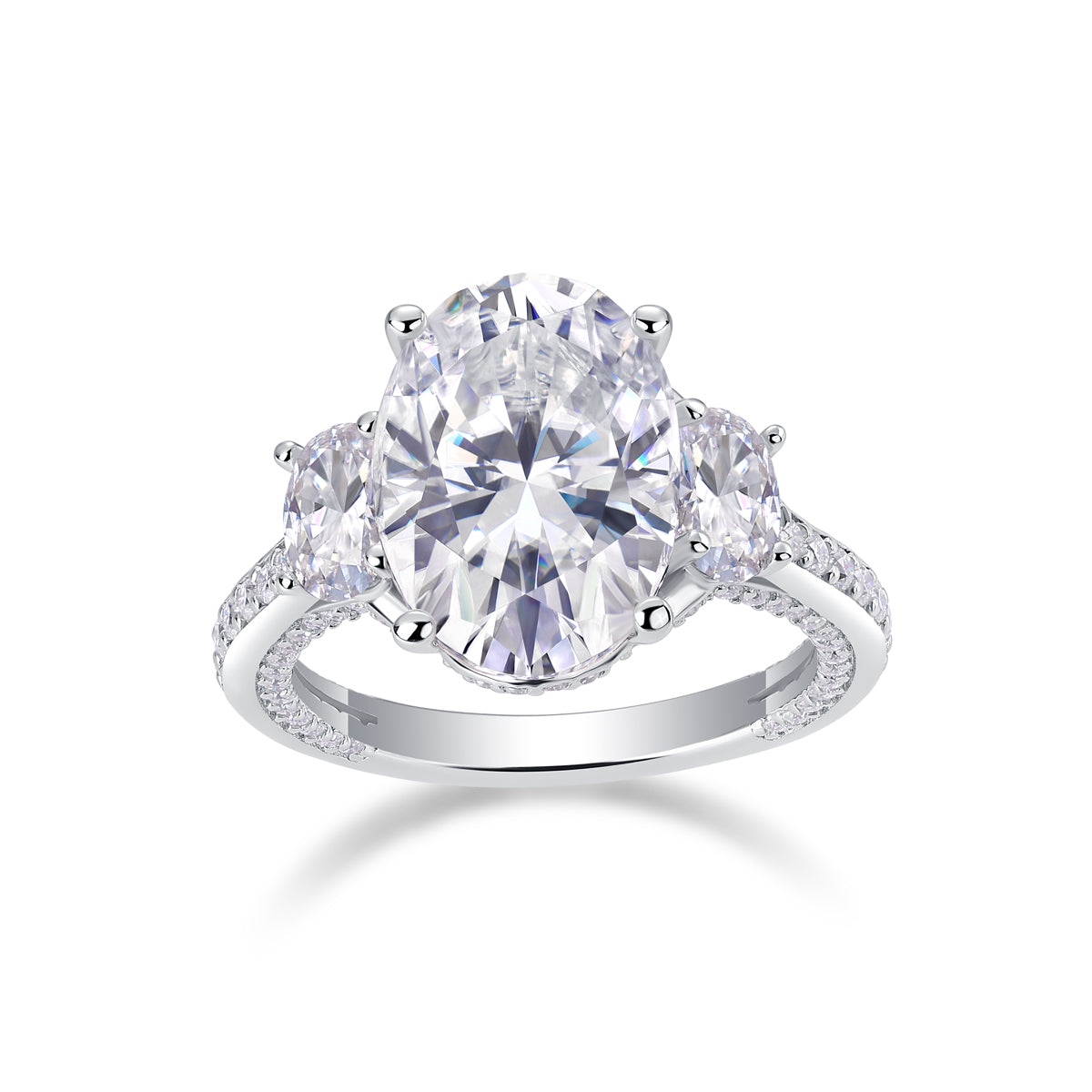 Oval Moissanite Platinum-Plated S925 Sterling Silver Ring