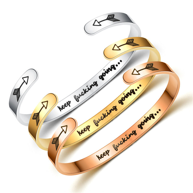Keep Fucking Going Stainless-Steel Bangle