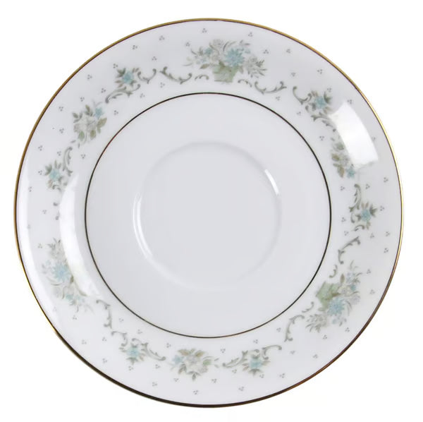 Noritake Allston Saucer - Vintage 1960s Green Baskets & Gray Scrolls