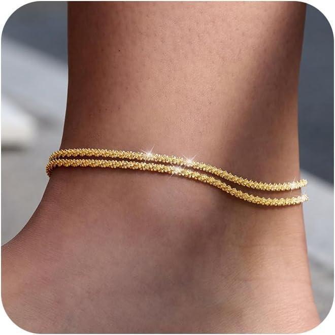 Multi-Layer Ankle Bracelet - Waterproof & Adjustable (Gold/Silver)