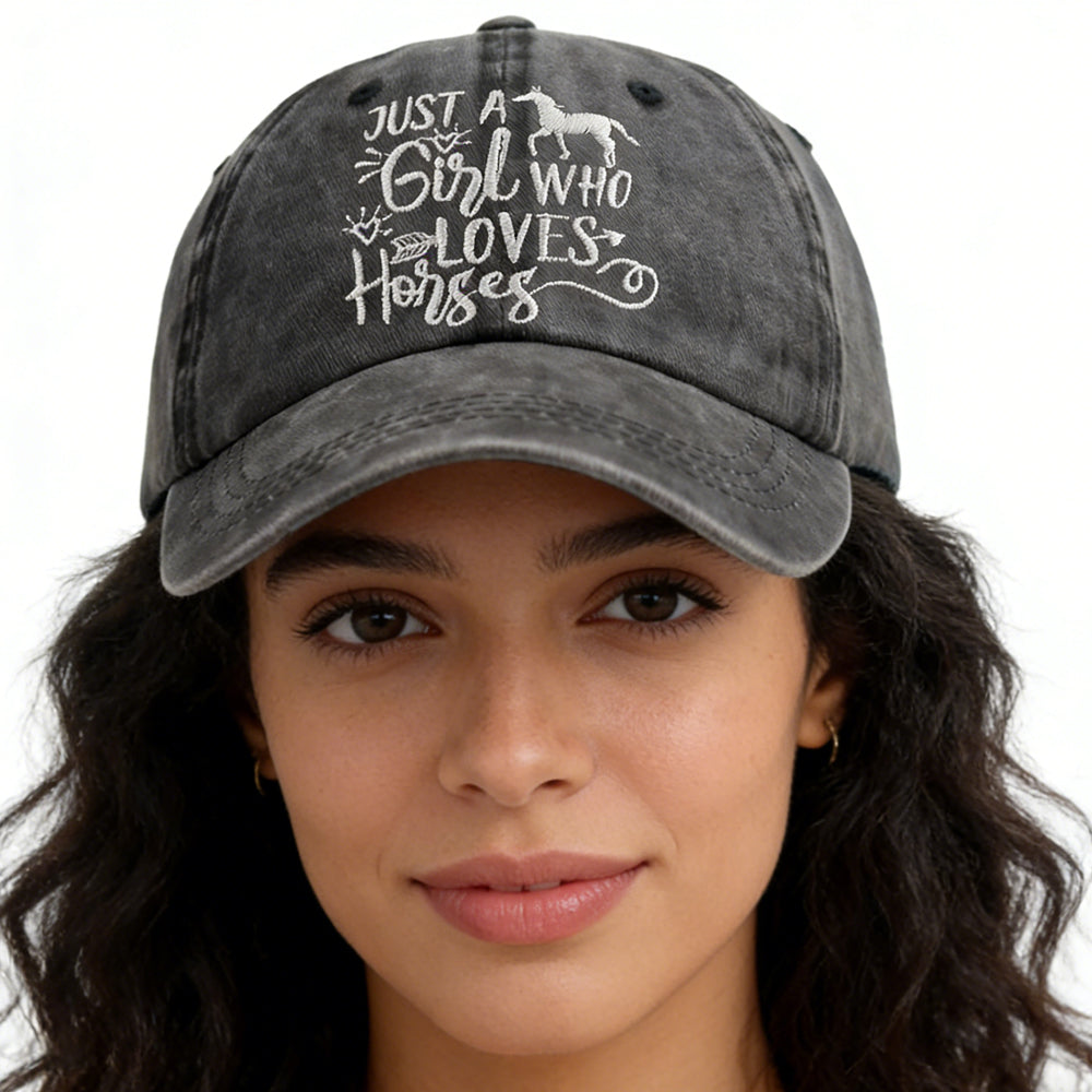 Embroidered Horse Baseball Cap - Adjustable Unisex Hat