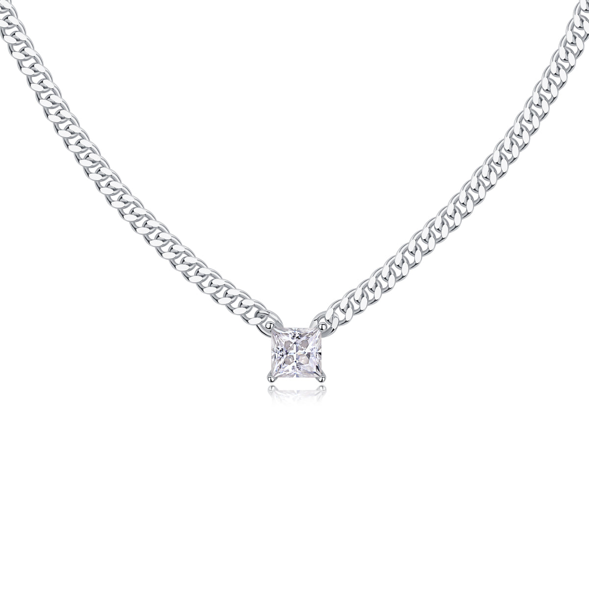Zhang Yang Square Moissanite Pendant Necklace – S925 Sterling Silver