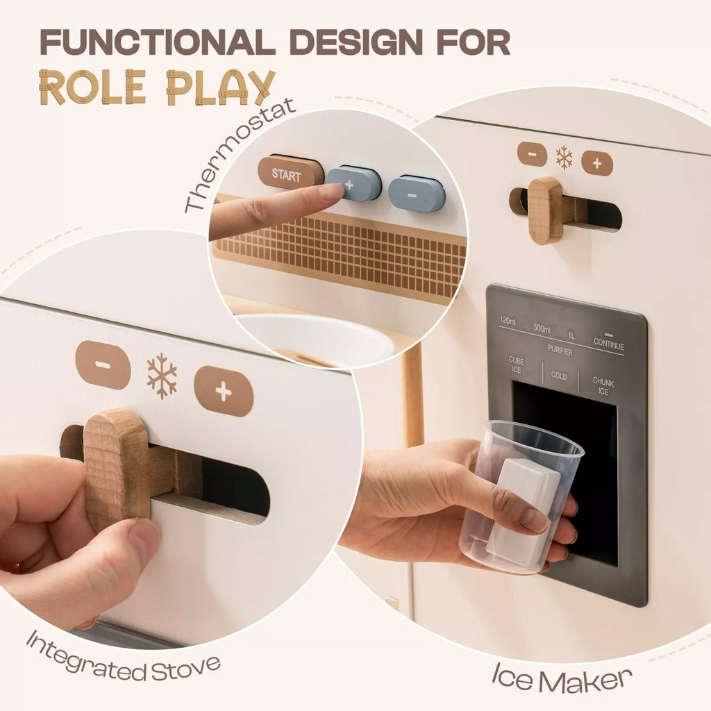 White Wooden Play Kitchen with Lights and Sounds