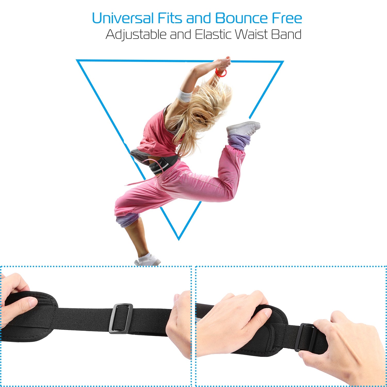 Waterproof Running Belt with 3 Pockets - Adjustable Waist Pack