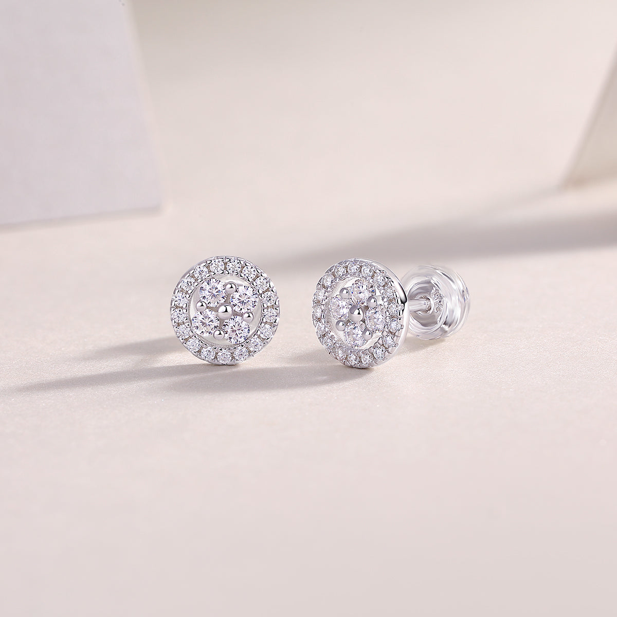 Moissanite Stud Earrings - S925 Sterling Silver Platinum-Plated (Pair)