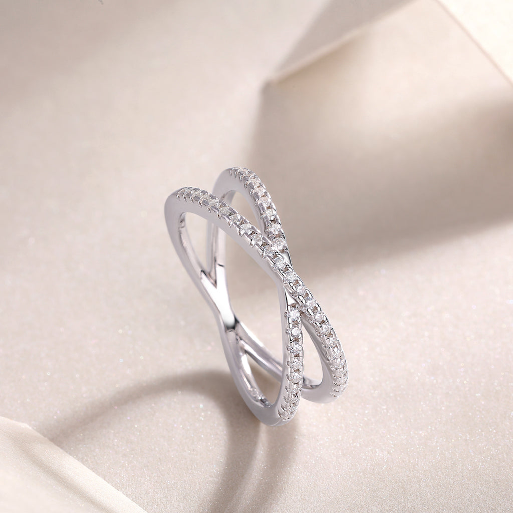 Double Band Moissanite Sterling Silver Ring