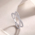 Double Band Moissanite Sterling Silver Ring