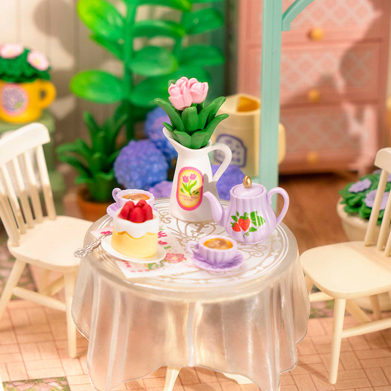 Robotime Blooming Tea Garden Miniature Kit - DIY Dollhouse