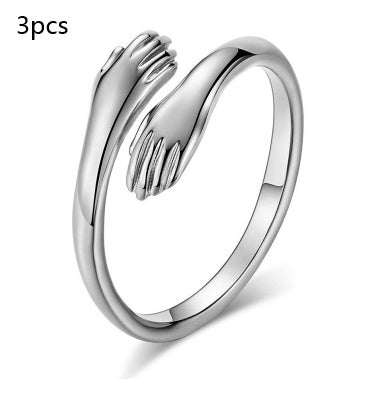 Alloy Simple Hands Hug Adjustable Ring