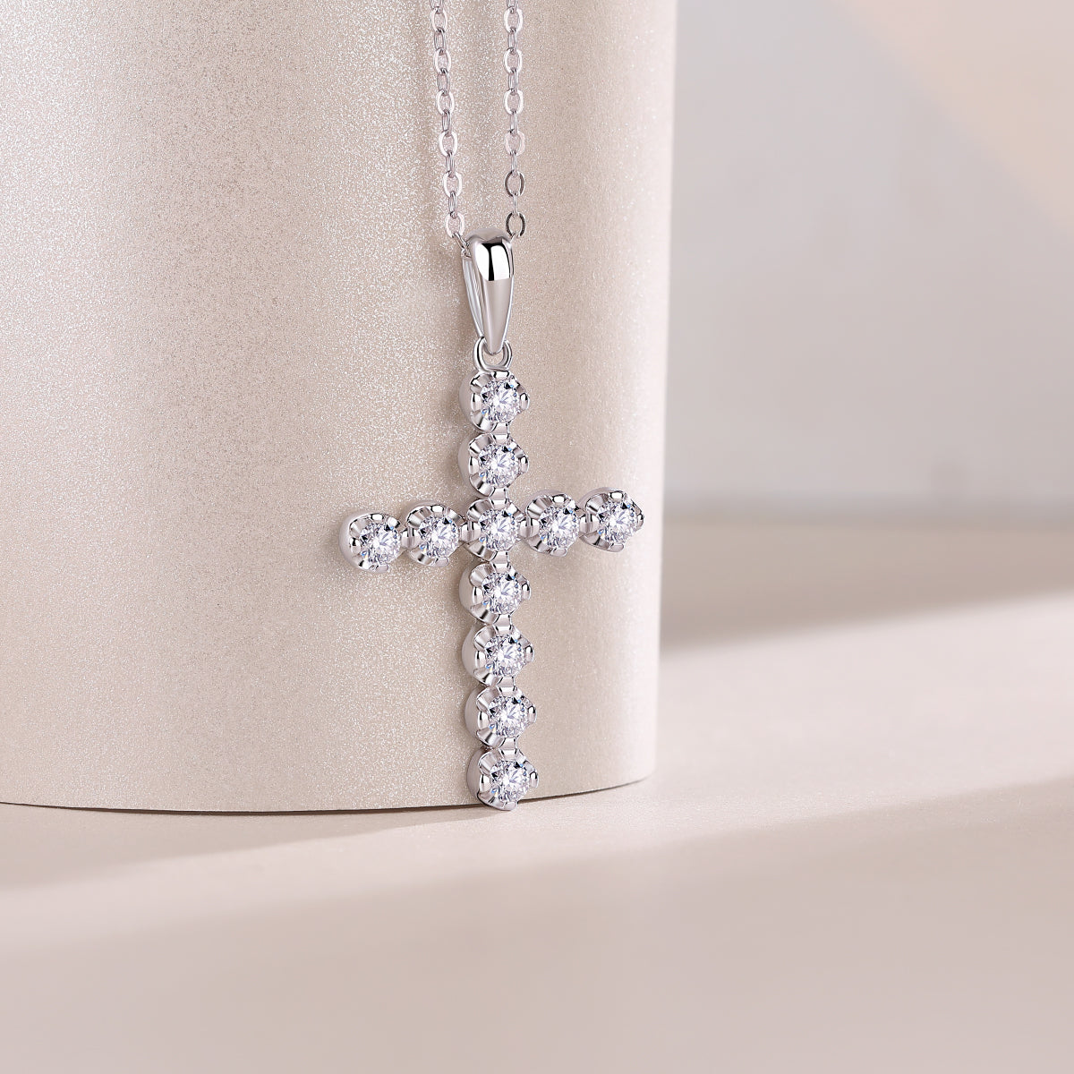 Cross Moissanite Necklace - S925 Sterling Silver with Chain (3 Colors)