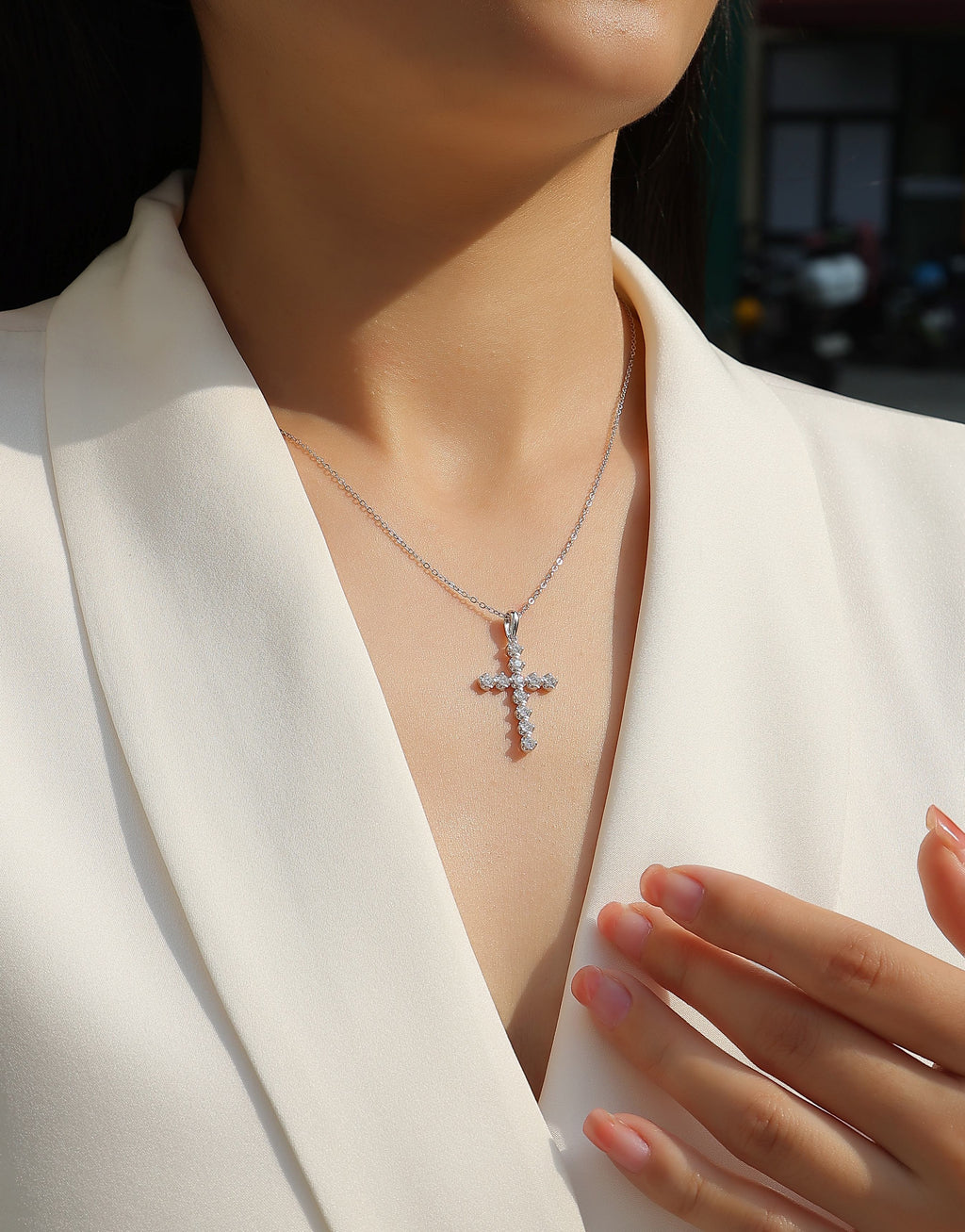 Cross Moissanite Necklace - S925 Sterling Silver with Chain (3 Colors)