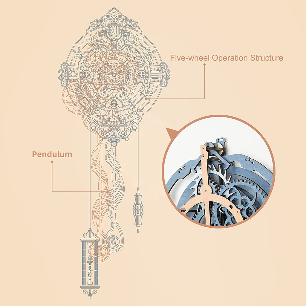 Romantic Notes Wall Clock - 3D Wooden Puzzle