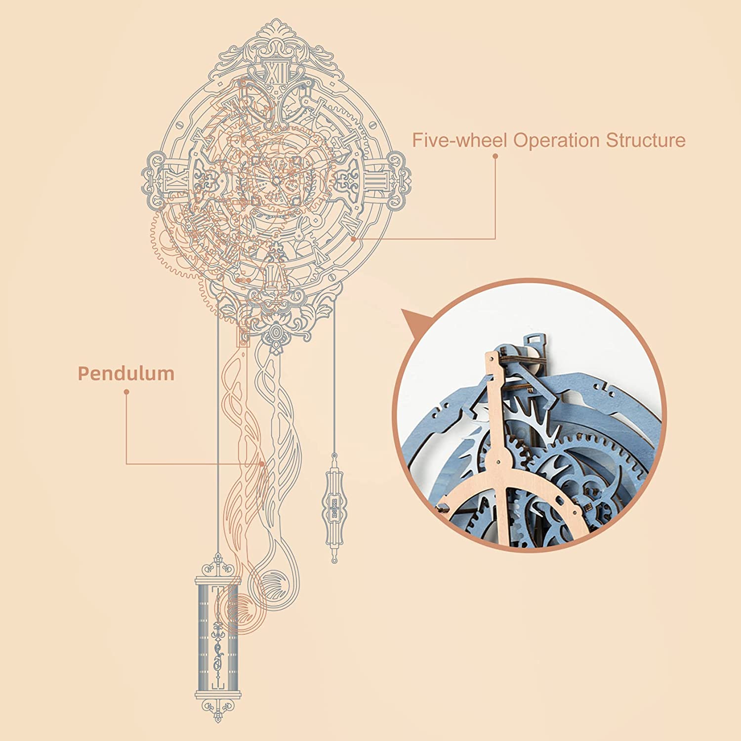 Romantic Notes Wall Clock - 3D Wooden Puzzle