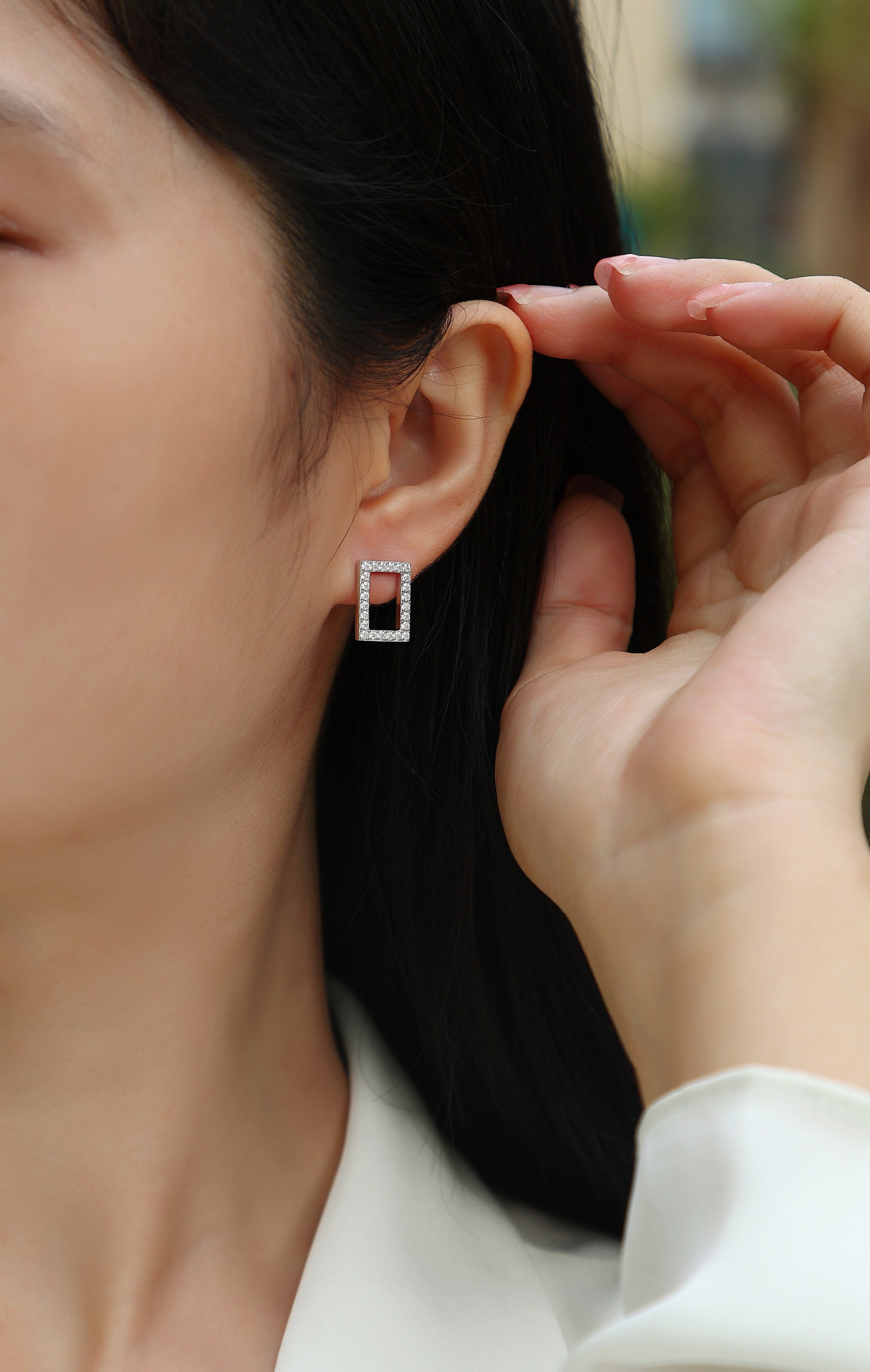 Moissanite Sterling Silver Platinum Plated Studs