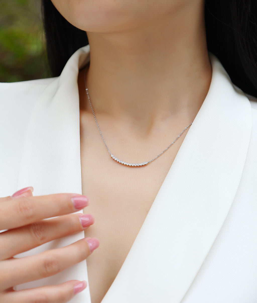 Moissanite Pendant Necklace — S925 Sterling Silver, Platinum-Plated