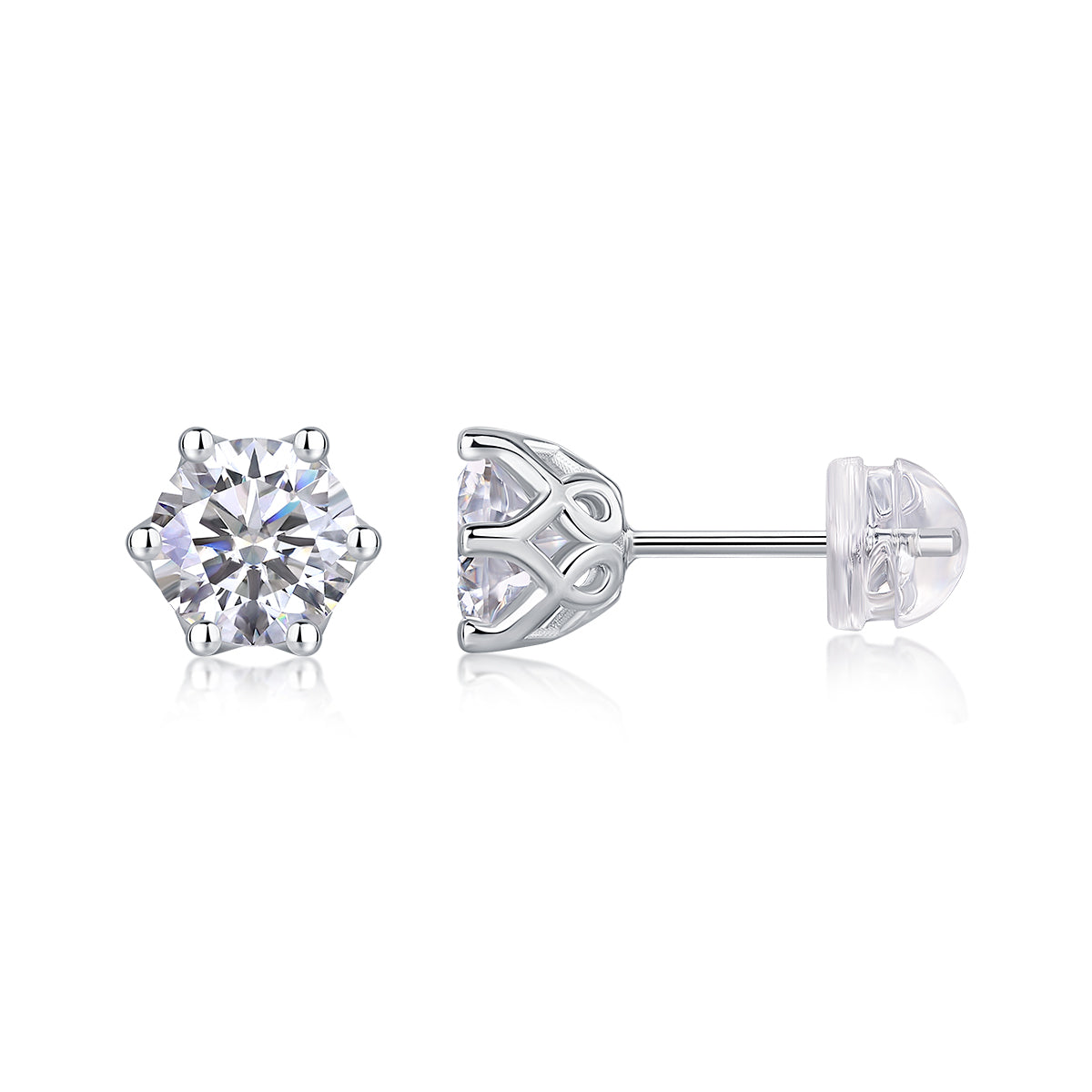 Freehand Flower Moissanite Stud Earrings — S925 Sterling Silver, 0.5ct / 1ct / 2ct / 3ct