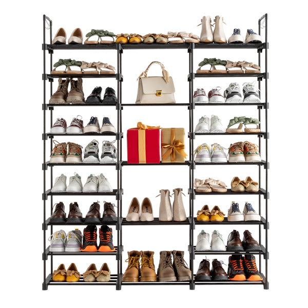9-Tier Shoe Rack Organizer - Holds 50 Pairs with Hooks for Closet & Entryway