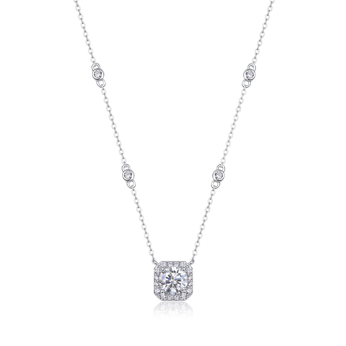 1 Carat Moissanite Necklace - S925 Sterling Silver Platinum-Plated with Chain