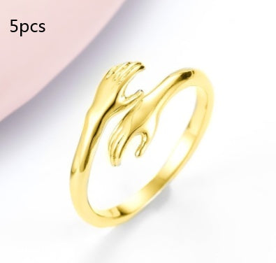Alloy Simple Hands Hug Adjustable Ring