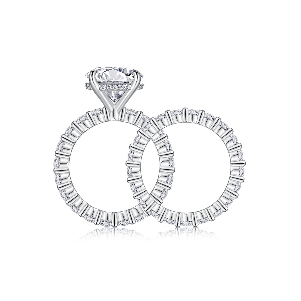 5-Carat Moissanite Couples Ring Set in S925 Sterling Silver
