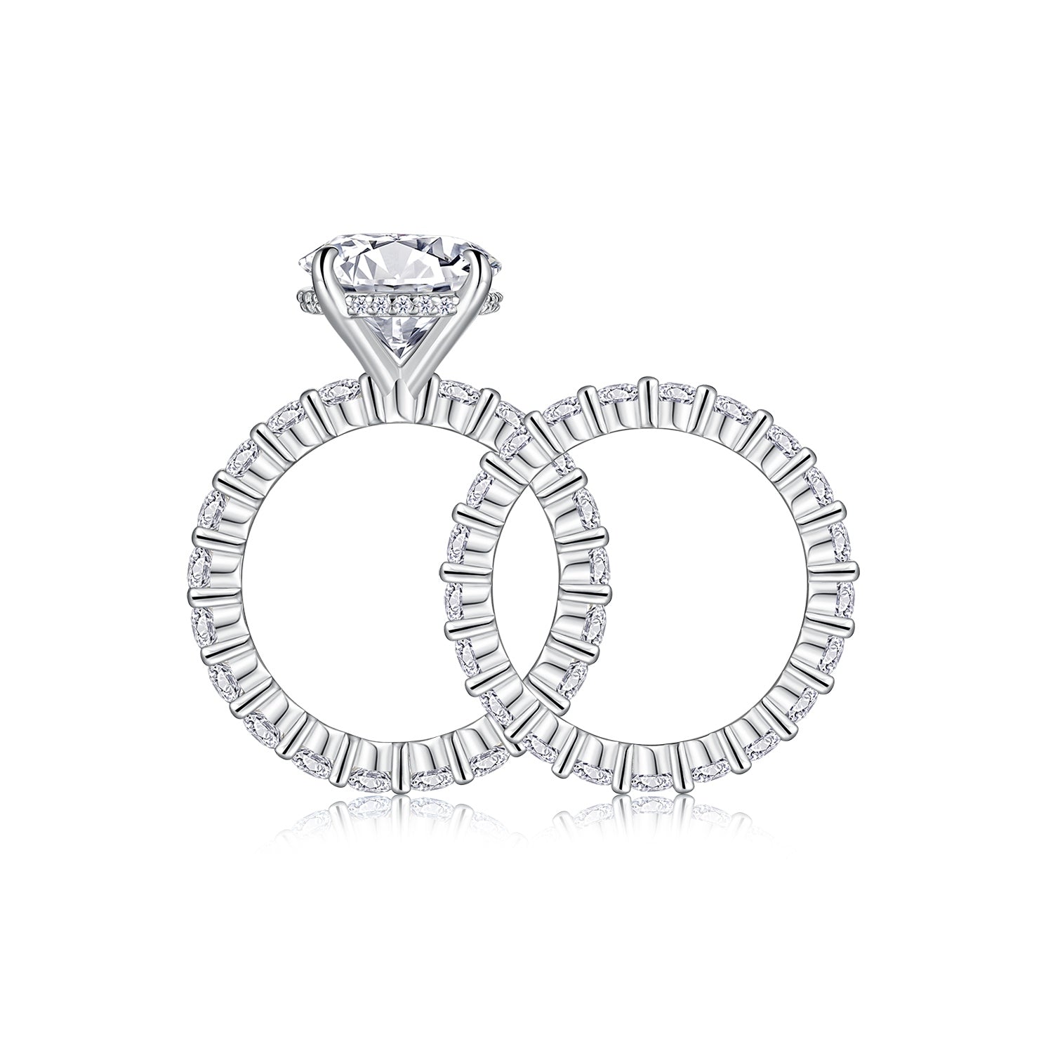 5-Carat Moissanite Couples Ring Set in S925 Sterling Silver