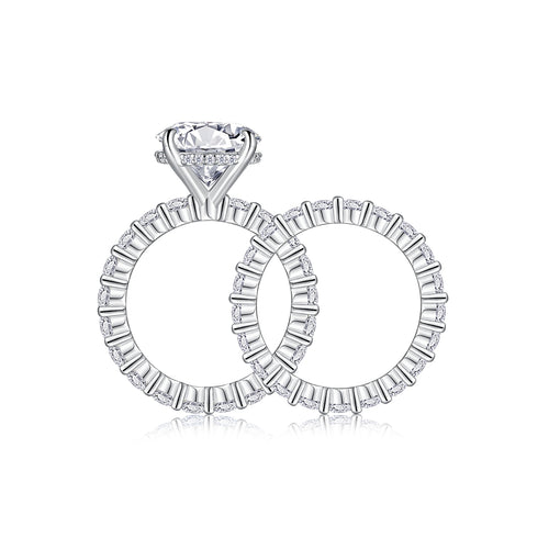 5-Carat Moissanite Couples Ring Set in S925 Sterling Silver