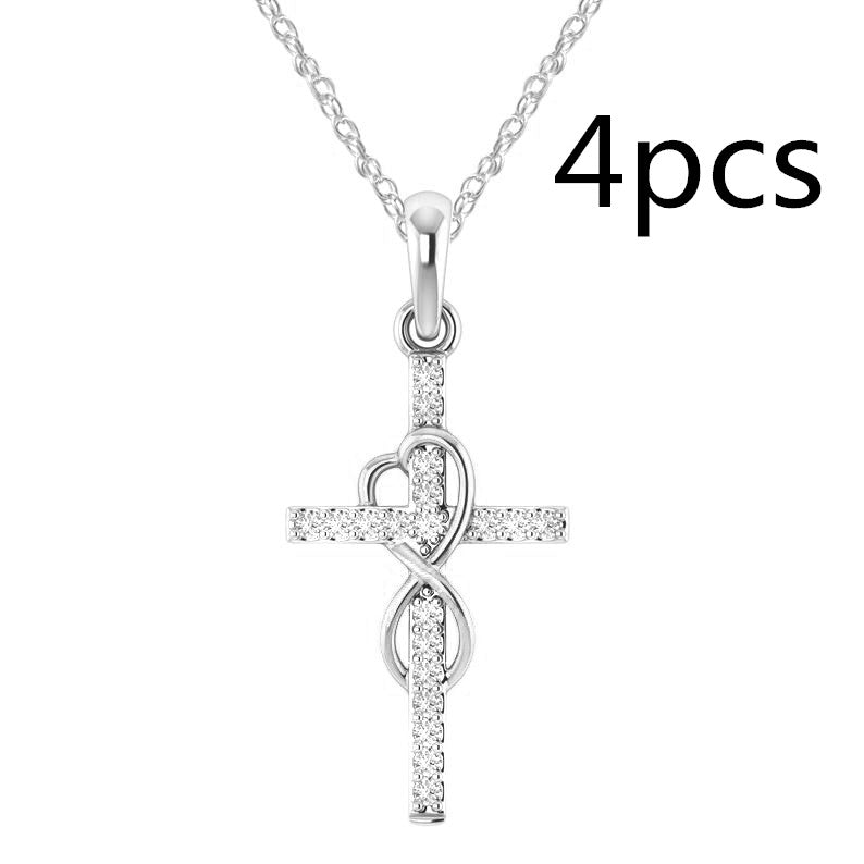Alloy Pendant with Diamond and Cross Necklace
